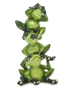 Статуетка три веселих смішних зелених жаб 14,8 см Статуетка Бренд Європи