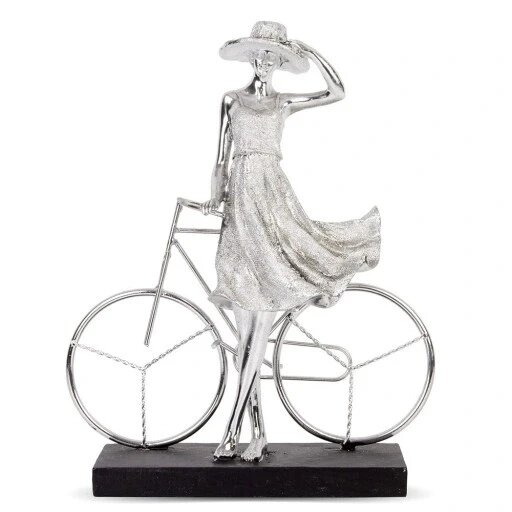 Статуетка жінка з велосипедом 33см срібло на велосипеді Статуетка Бренд Європи від компанії Euromarka - фото 1