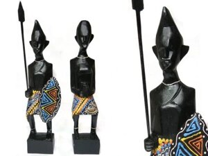 Статуетки дерев'яні воїни Африки набір 2 шт. 25см Статуетка Бренд Європи