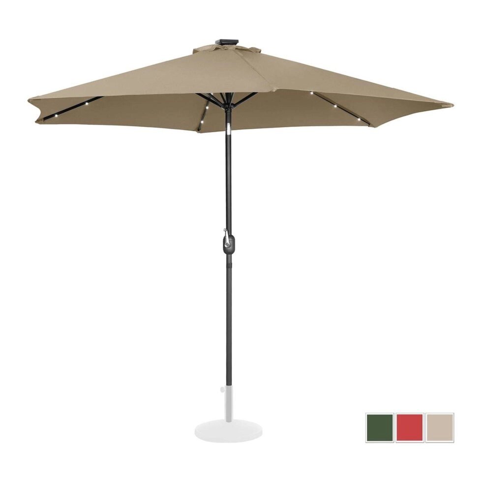 Стояча садова парасолька - Ø300 см - beige - LED Uniprodo (-)}} від компанії Euromarka - фото 1