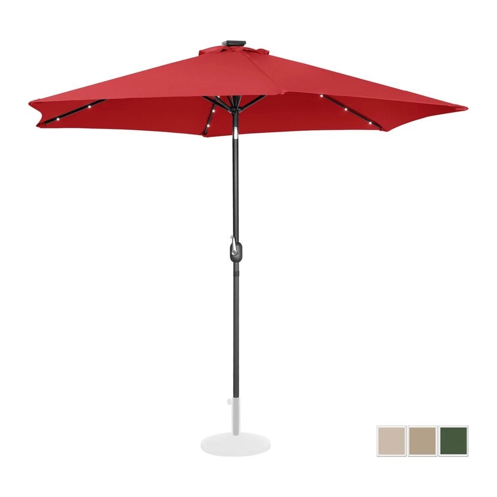 Стоячий садовий парасолька - Ø300 см - червоний - LED Uniprodo (-)}} від компанії Euromarka - фото 1