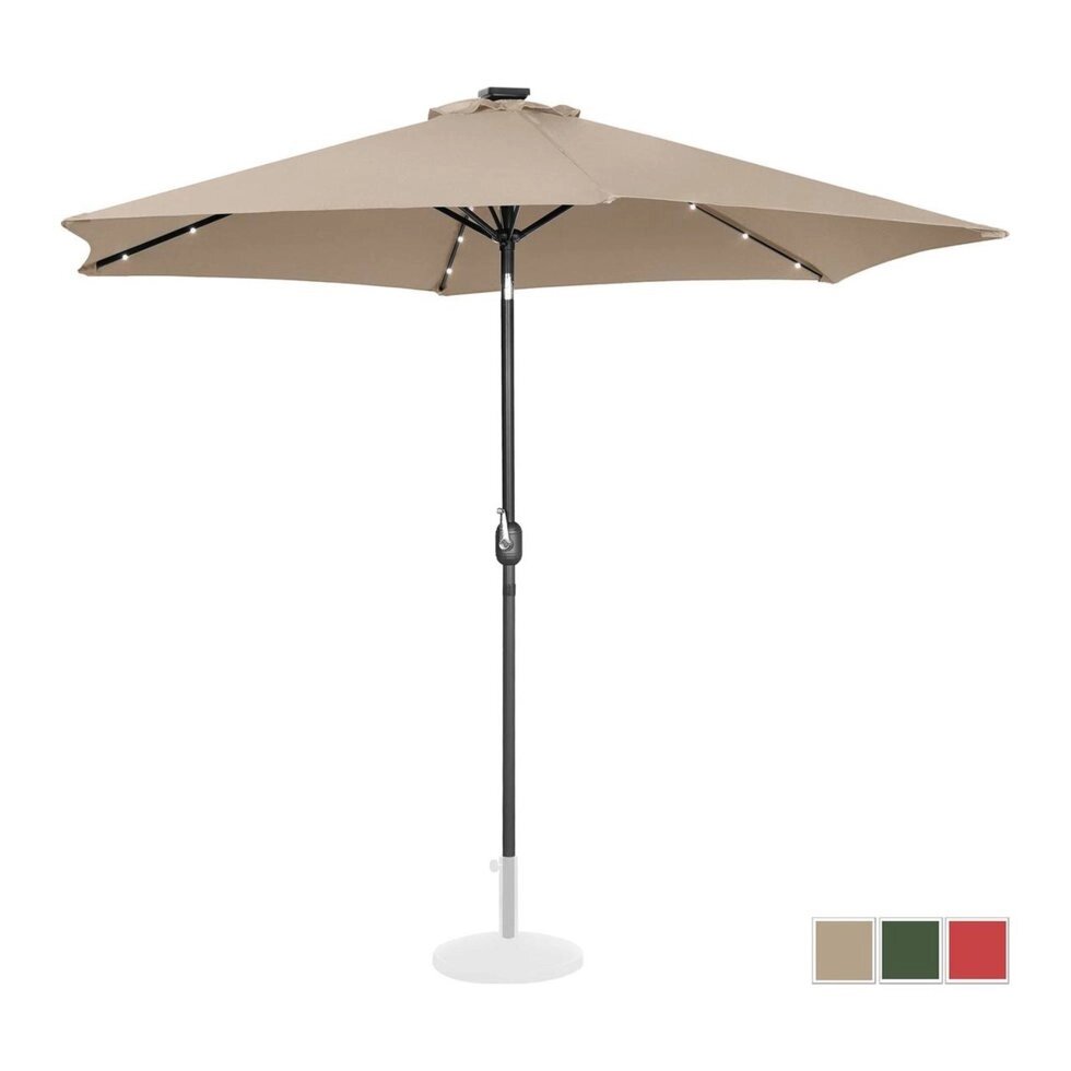 Стоячий садовий парасолька - Ø300 см - крем - LED Uniprodo (-)}} від компанії Euromarka - фото 1