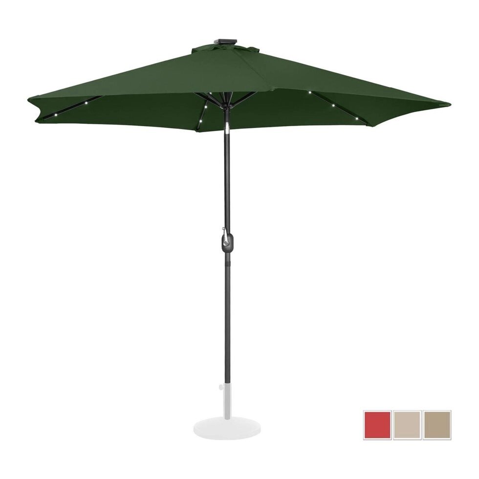 Стоячий садовий парасолька - Ø300 см - зелений - LED Uniprodo (-)}} від компанії Euromarka - фото 1