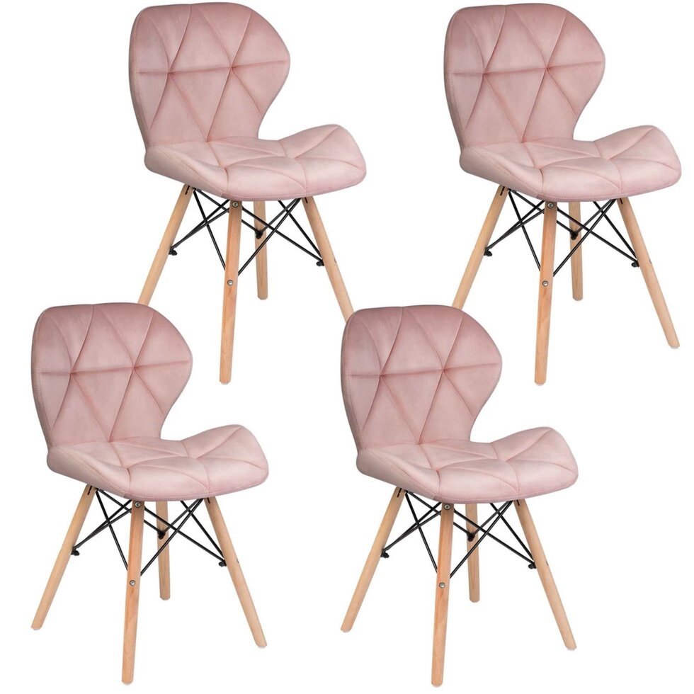 Сучасне велюровое скандинавське крісло Sofotel Sigma - рожеве 4 шт. від компанії Euromarka - фото 1