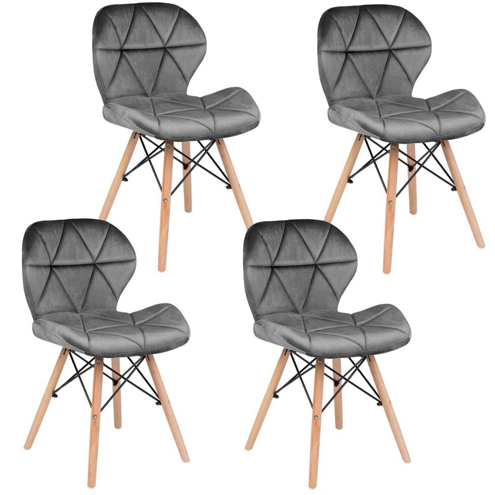 Сучасне велюровое скандинавське крісло Sofotel Sigma - сірий 4 шт. від компанії Euromarka - фото 1