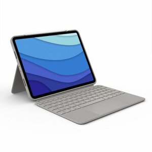 Сумка для планшета та клавіатури Logitech Ipad Pro 11, сірий пісочний, Qwerty, іспанська