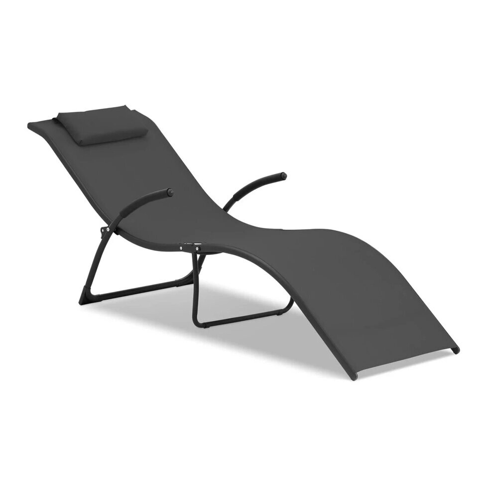 Sun lounger - Чорна - сталева рама - форма хвилі Uniprodo EX10250493 Сад Сунлоки ( -) від компанії Euromarka - фото 1
