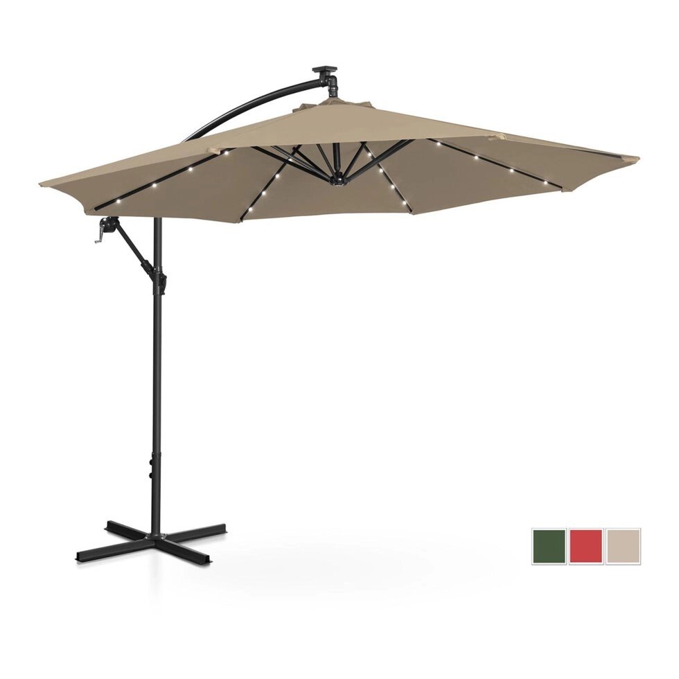 Суспендована садова парасолька - Ø300 cm - beige - LED Uniprodo (-) від компанії Euromarka - фото 1