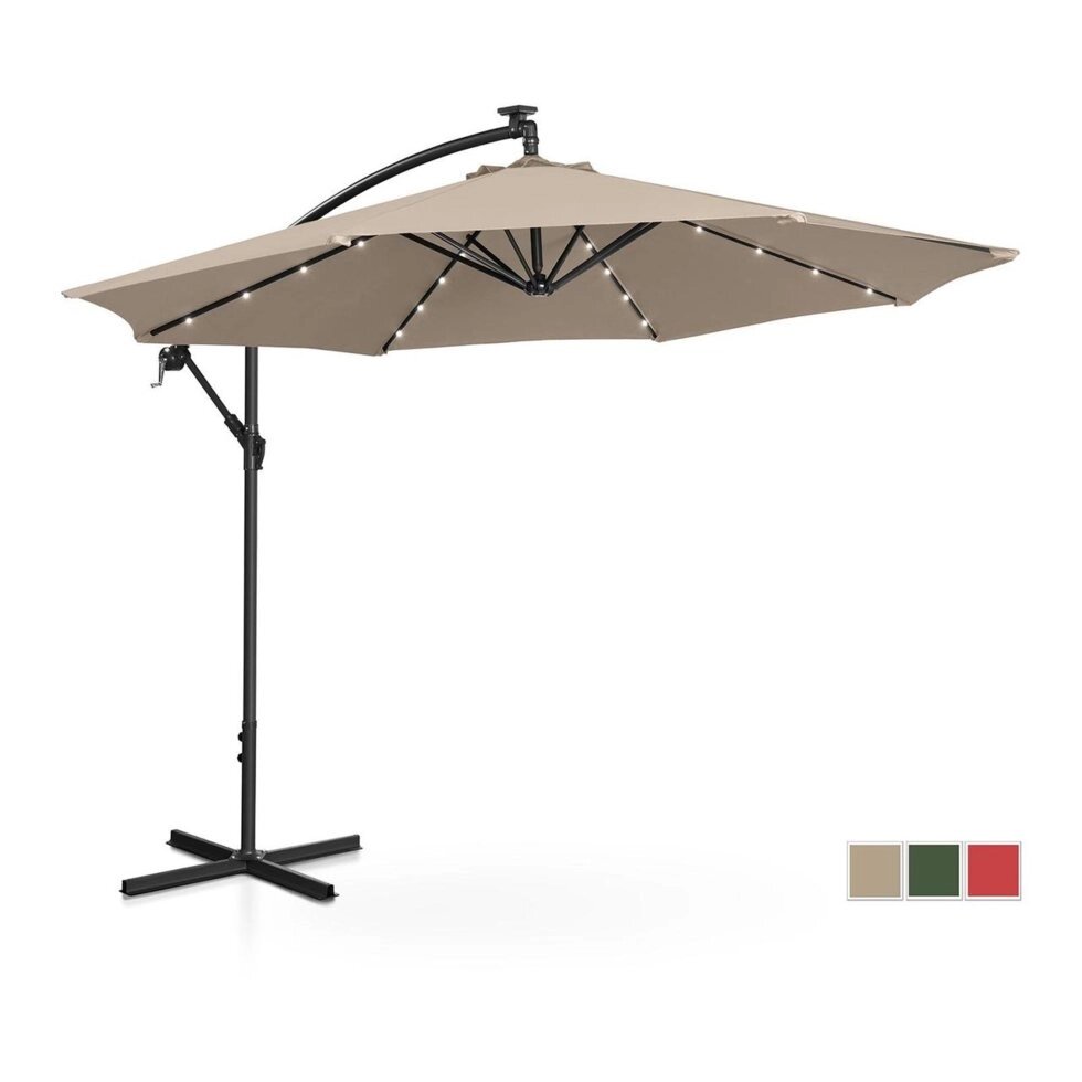 Суспендована садова парасолька - Ø300 см - крем - LED Uniprodo (-)}} від компанії Euromarka - фото 1
