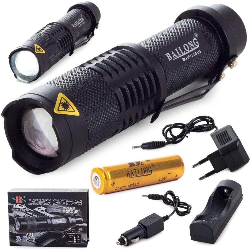 Тактичний ліхтарик Bailong LED Cree XM-L3-U3 Zoom від компанії Euromarka - фото 1