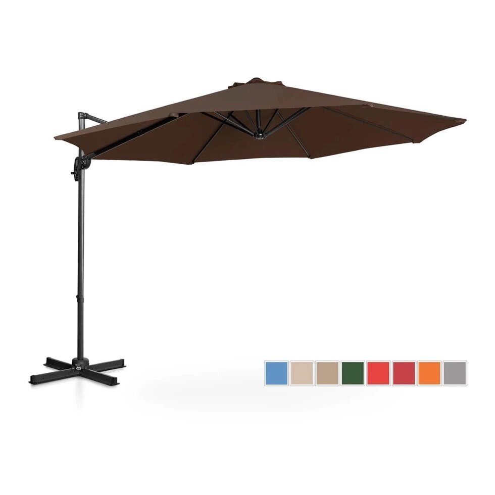 Висит садовый зонт - Ø300 см - коричневый Uniprodo EX10250098 Садовые зонты Германия (-) від компанії Euromarka - фото 1