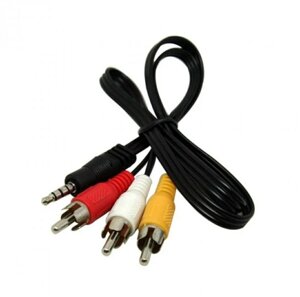 Аудіо кабель з Mini jack 3.5 мм. на 3 шт. RCA / 50 cм. Чорний