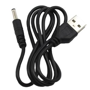 Кабель USB - DC 3.5 mm для ліхтариків, нічників / 1 метр / Чорний