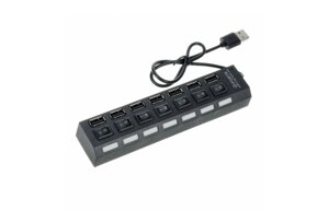 USB хаб Hi-Speed / USB 2.0 / 7 портів USB / З перемикачами / 40 см. Чорний