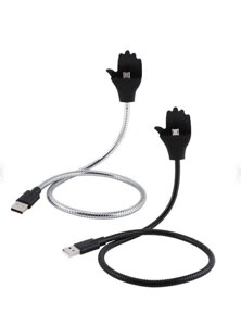 Зарядний гнучкий металевий кабель Micro USB Cable Data Coil Brace / Мікро USB для Android / Срібний