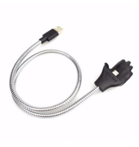 Зарядний гнучкий металевий кабель Micro USB Cable Data Coil Brace для смартфонів / Мікро USB для iPhone / сірий