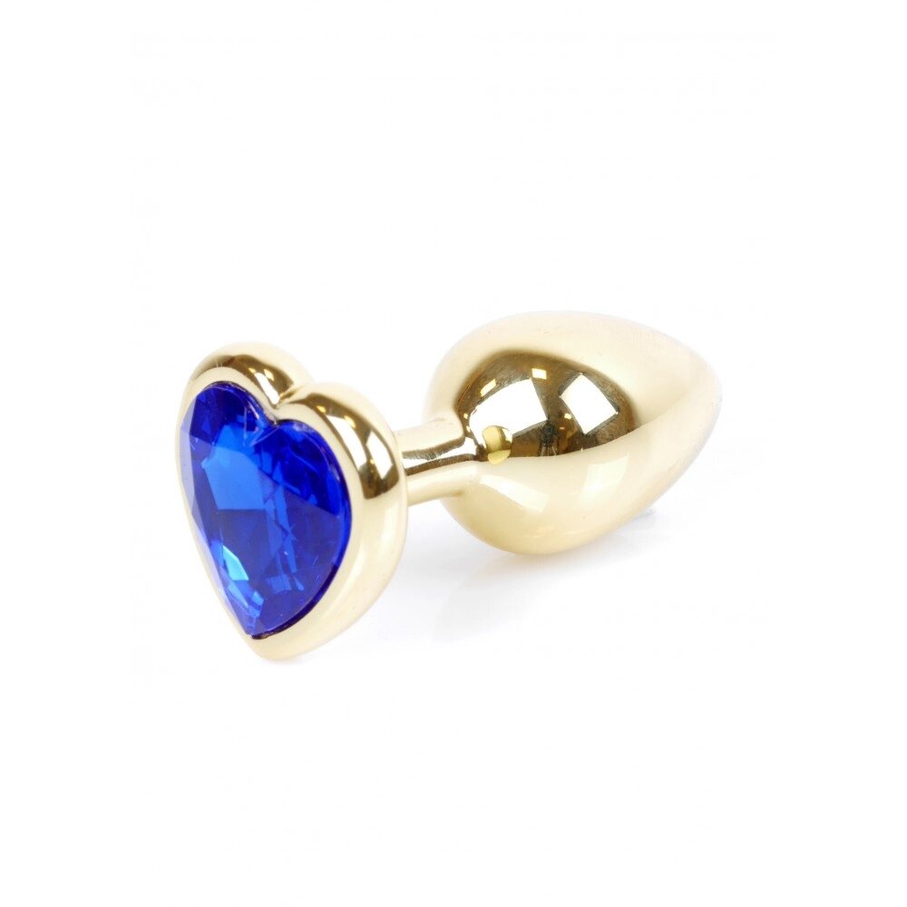 Анальна металева золота пробка з каменем у формі серця Синій S Jewellery від компанії Інтернет магазин Персик - фото 1