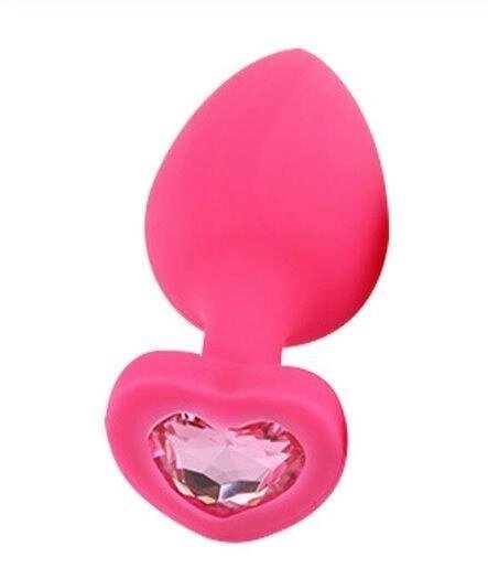 Анальна пробка Pink Silicone Heart Light Pink, 35мм від компанії Інтернет магазин Персик - фото 1