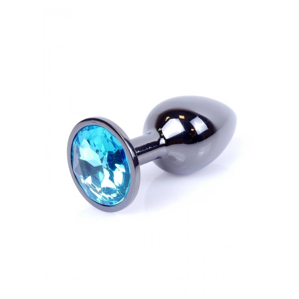 Анальна пробка з каменем Plug-Jewellery Dark Silver PLUG- Light Blue розмір S від компанії Інтернет магазин Персик - фото 1