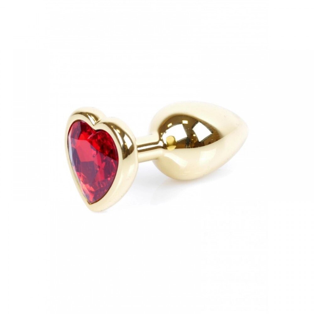 Анальна пробка з каменем Plug-Jewellery Gold Heart PLUG- Red розмір S від компанії Інтернет магазин Персик - фото 1