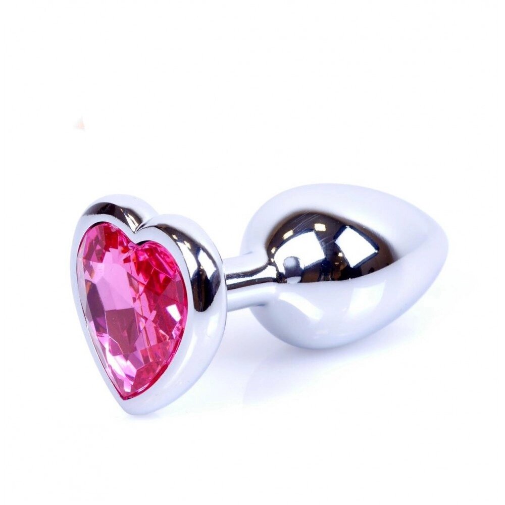 Анальна пробка з каменем Plug-Jewellery Silver Heart PLUG- Pink розмір S від компанії Інтернет магазин Персик - фото 1