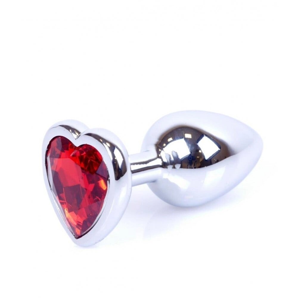 Анальна пробка з каменем Plug-Jewellery Silver Heart PLUG- Red розмір S від компанії Інтернет магазин Персик - фото 1
