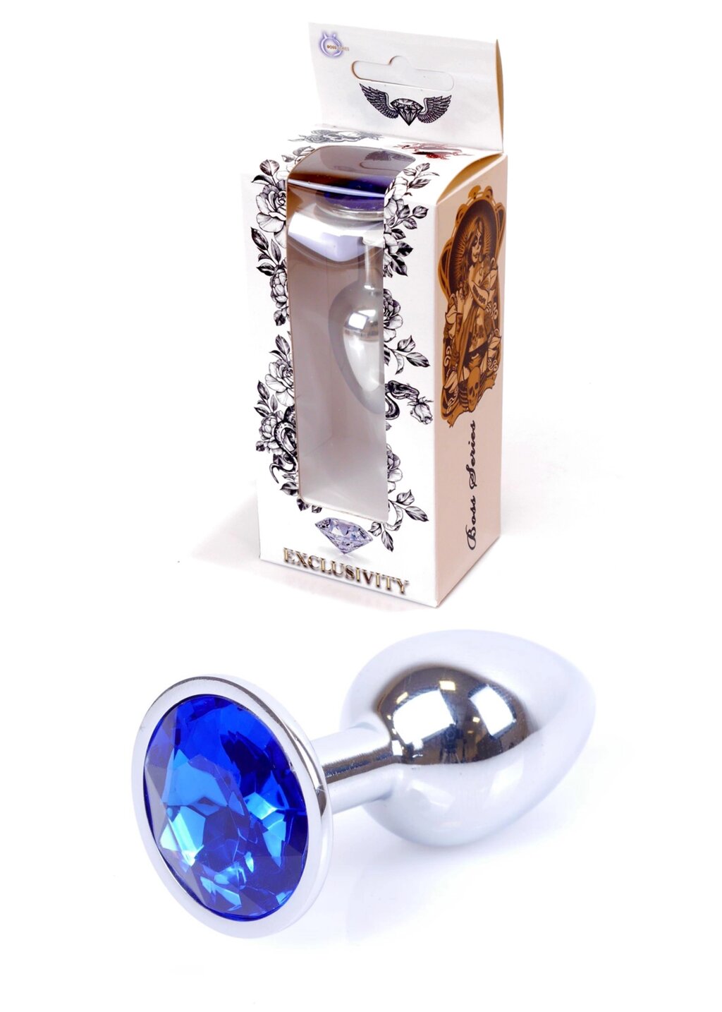 Анальна пробка з каменем Plug-Jewellery Silver PLUG- Dark Blue розмір S від компанії Інтернет магазин Персик - фото 1