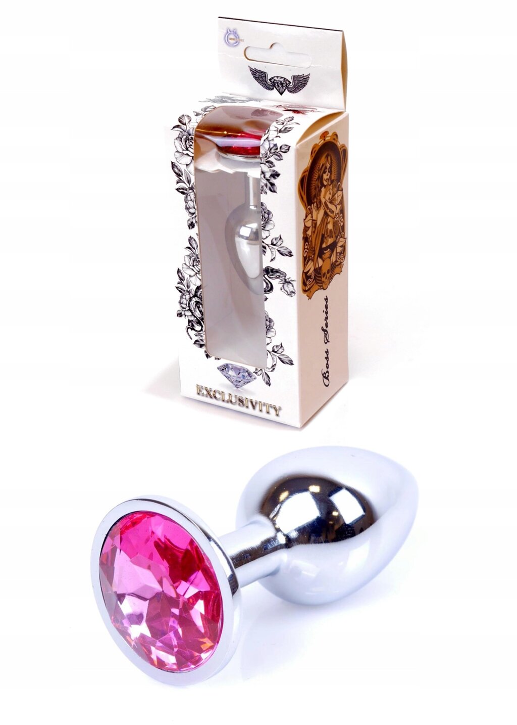 Анальна пробка з каменем Plug-Jewellery Silver PLUG- Pink розмір S від компанії Інтернет магазин Персик - фото 1