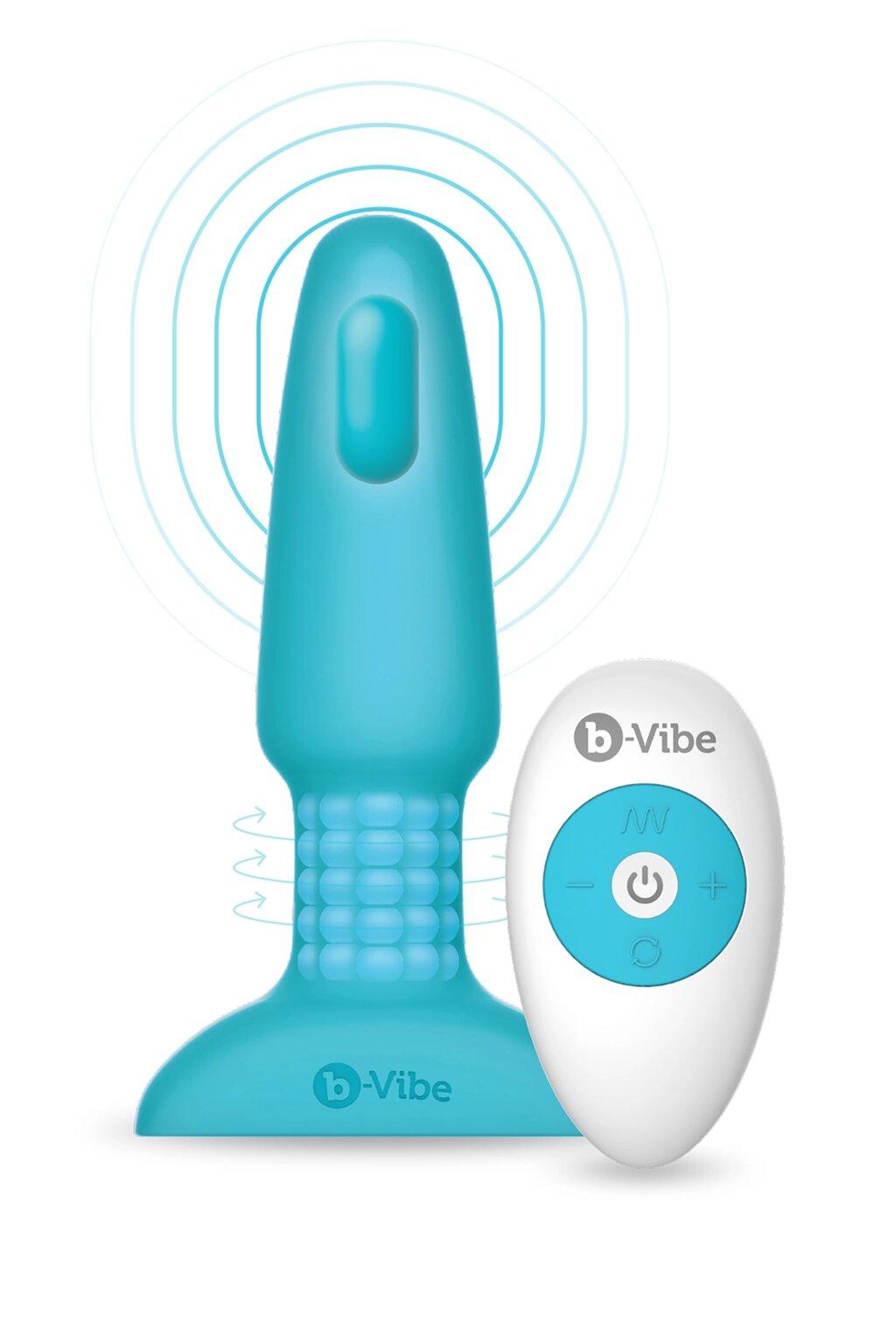 Анальна пробка з вібрацією і імітацією риммінгу b-Vibe Rimming Plug 2, блакитна від компанії Інтернет магазин Персик - фото 1