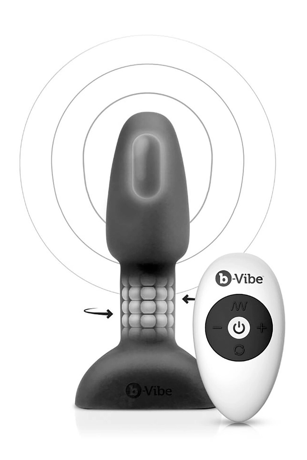 Анальна пробка з вібрацією і обертовими кульками Rimming Petite B-Vibe, з пультом, чорна від компанії Інтернет магазин Персик - фото 1