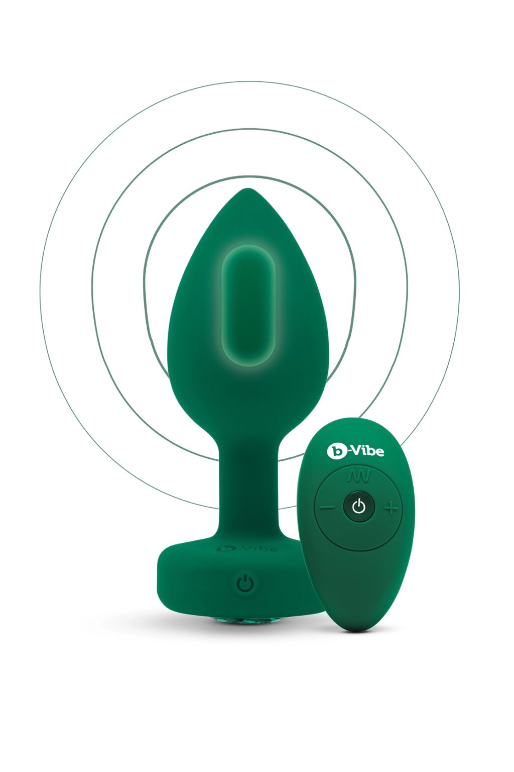 Анальна пробка з вібрацією і пультом B-Vibe - Vibrating Jewel Plug M/L Emerald від компанії Інтернет магазин Персик - фото 1