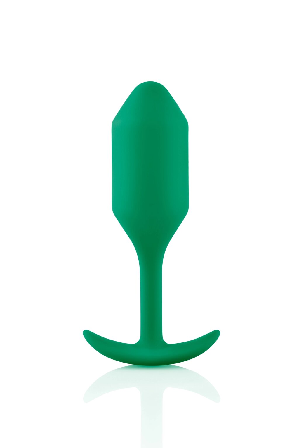 Анальна пробка зі зміщеним центром ваги B-Vibe Snug Plug 2, силіконова, зелена від компанії Інтернет магазин Персик - фото 1