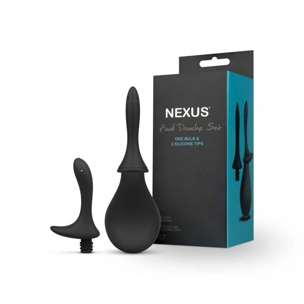Анальний душ із двома насадками Nexus, чорний, 260 мл від компанії Інтернет магазин Персик - фото 1