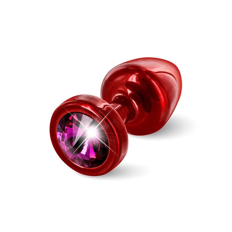Анальний штекер Diogol з рожевим кристалом, червоним, 25 мм від компанії Інтернет магазин Персик - фото 1