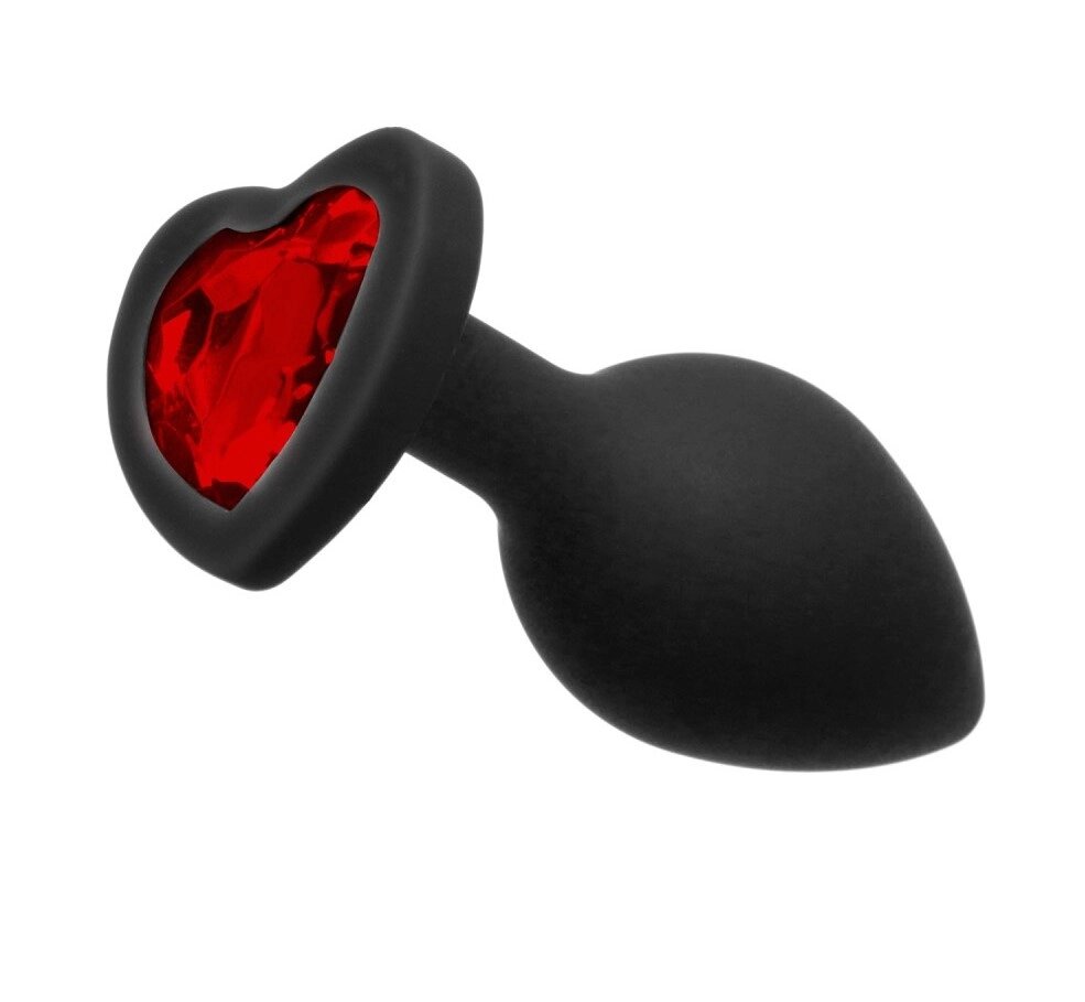 Анальний штекер з чорним силіконовим серцем червоний м від компанії Інтернет магазин Персик - фото 1