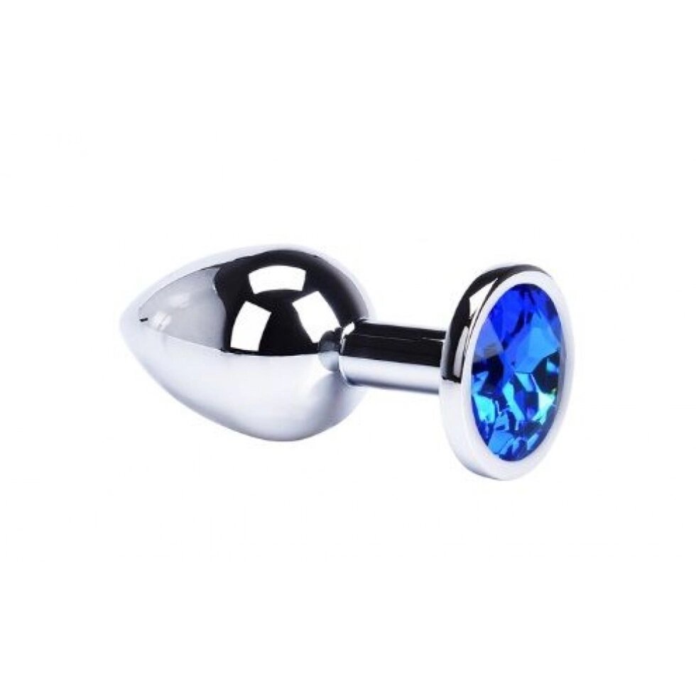Анальний штепсель, сріблястий діамантовий темно-синій, м від компанії Інтернет магазин Персик - фото 1