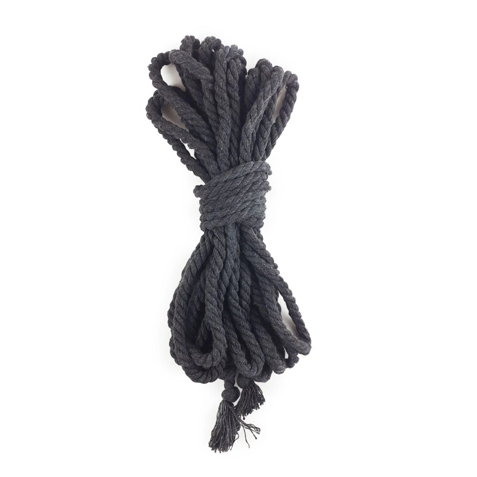 Бавовняна мотузка BDSM 8 метрів, 6 мм, чорний колір від компанії Інтернет магазин Персик - фото 1