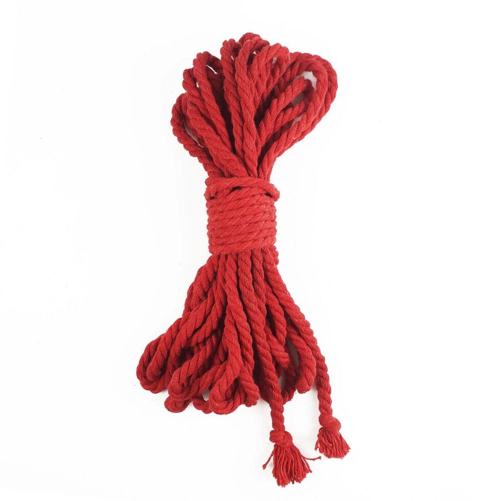 Бавовняна мотузка BDSM 8 метрів, 6 мм, колір червоний від компанії Інтернет магазин Персик - фото 1