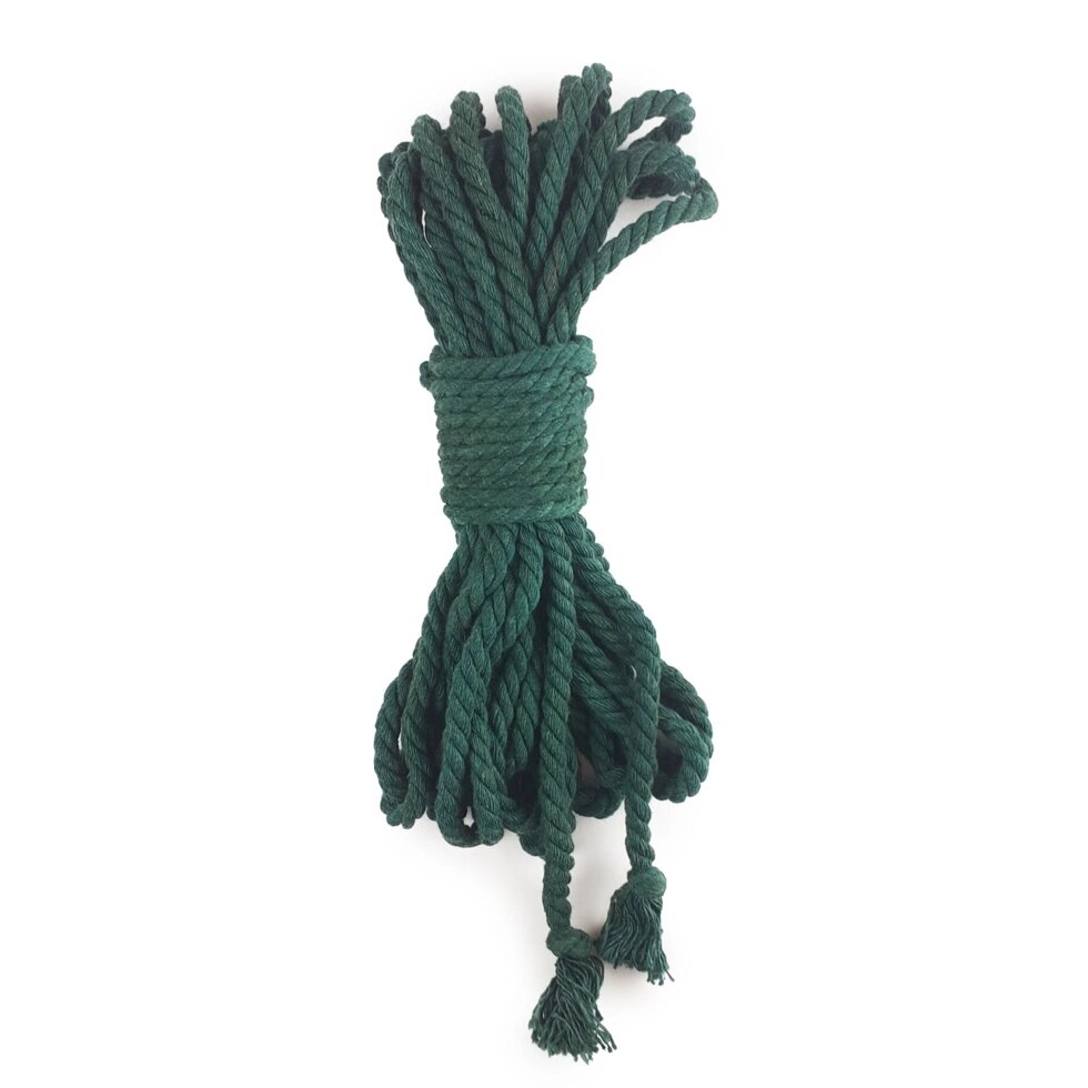 Бавовняна мотузка BDSM 8 метрів, 6 мм, кольоровий зелений від компанії Інтернет магазин Персик - фото 1