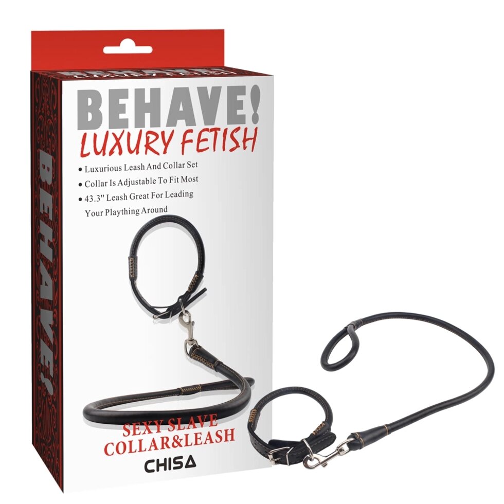 CH12462 Нашийник і повідець Sexy Slave Collar & Leash Behave Luxury Fetish Chisa від компанії Інтернет магазин Персик - фото 1