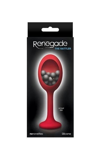 Червона анальна пробка з металевими кульками 11см на 3,5 см RENEGADE RATTLER RED від компанії Інтернет магазин Персик - фото 1