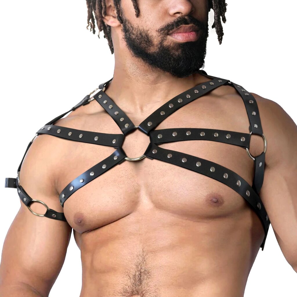 Чоловіча портупея Art of Sex - Ares , натуральна шкіра, чорний колір, розмір L-2XL від компанії Інтернет магазин Персик - фото 1