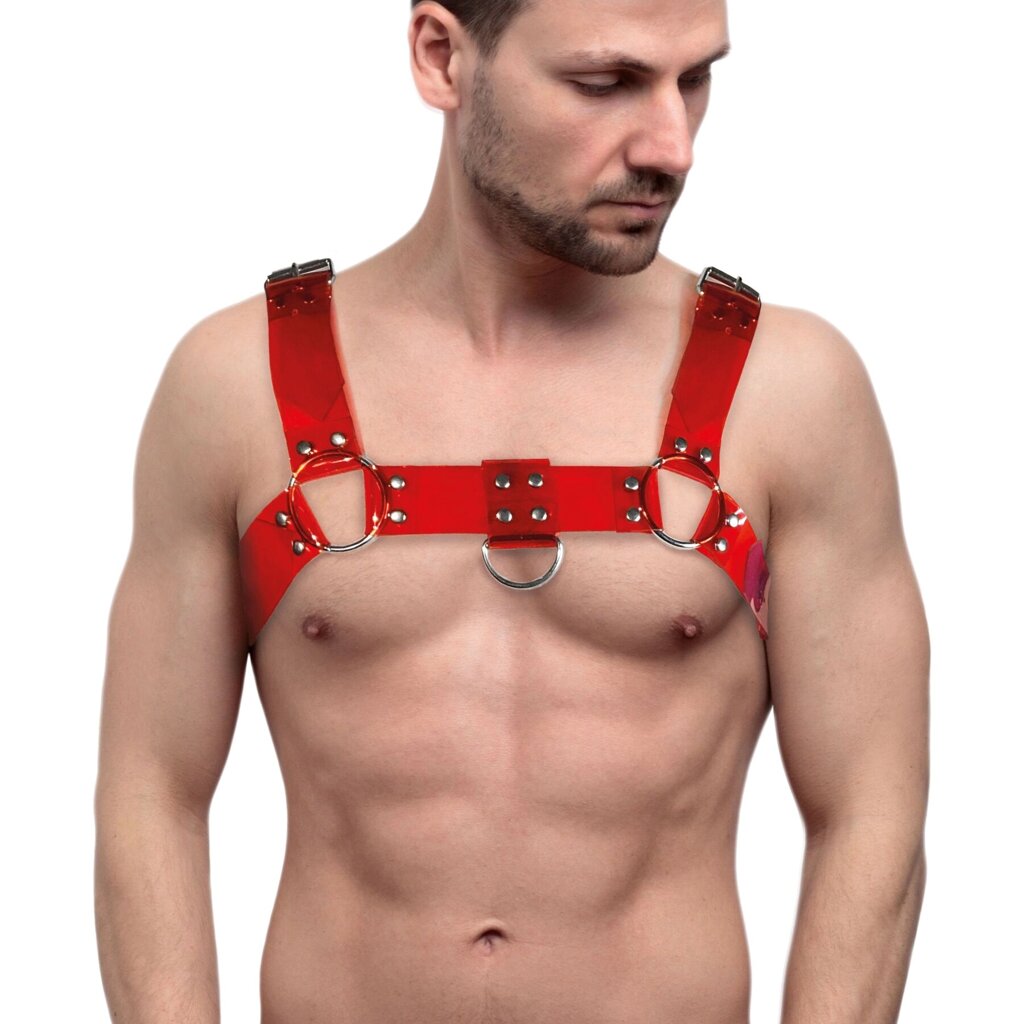 Чоловіча портупея на груди Feral Feelings - Bulldog Harness Red Trasparent від компанії Інтернет магазин Персик - фото 1