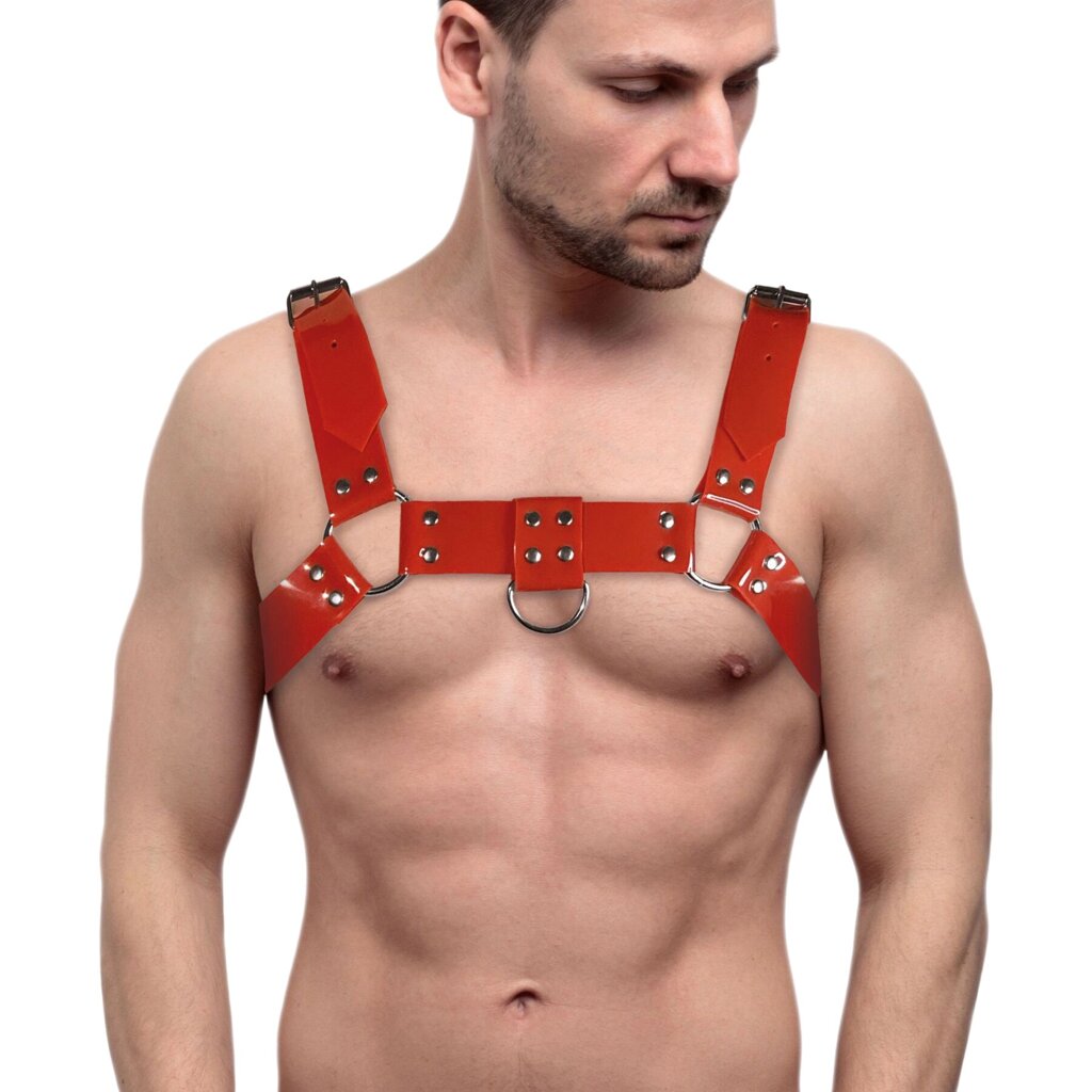 Чоловіча портупея на груди Feral Feelings - Bulldog Harness Red від компанії Інтернет магазин Персик - фото 1