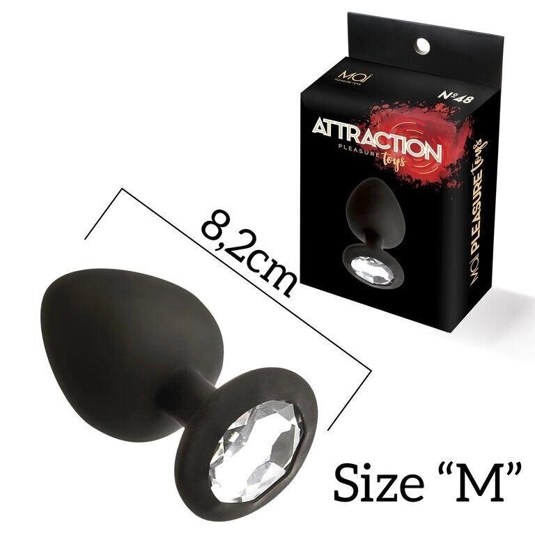 Чорна анальна пробка MAI Attraction Toys №48 Black 8,2см на 3,5 см від компанії Інтернет магазин Персик - фото 1
