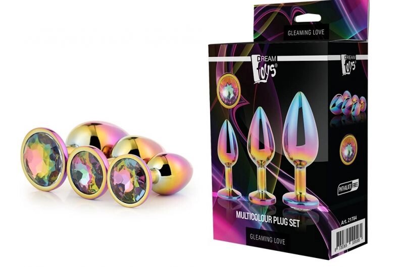 DT21784 Набір райдужних анальних пробок GLEAMING LOVE MULTICOLOUR PLUG SET від компанії Інтернет магазин Персик - фото 1