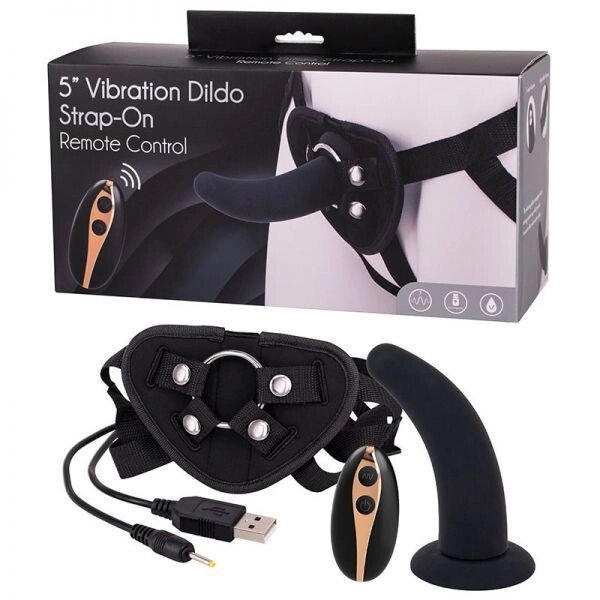 DT51128 Страпон жіночий з пультом управління Seven Creations DILDO STRAP-ON BLACK від компанії Інтернет магазин Персик - фото 1