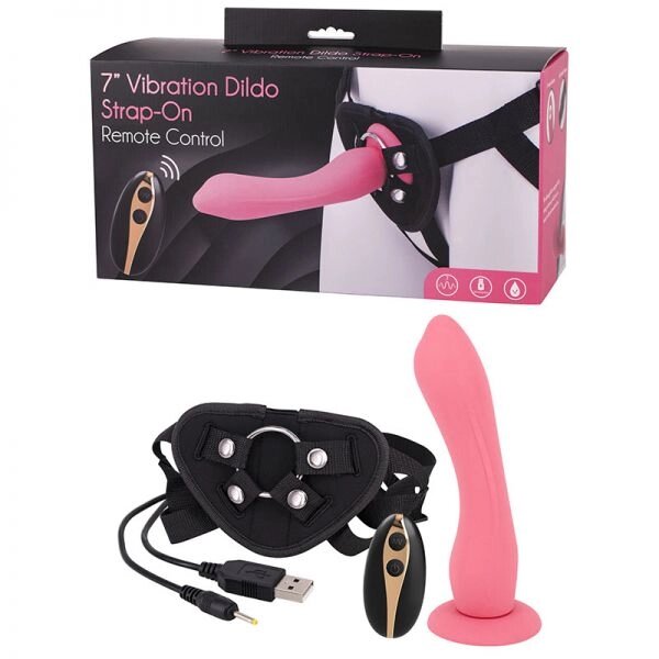 DT51129 Страпон жіночий з пультом управління Seven Creations DILDO STRAP-ON PINK від компанії Інтернет магазин Персик - фото 1