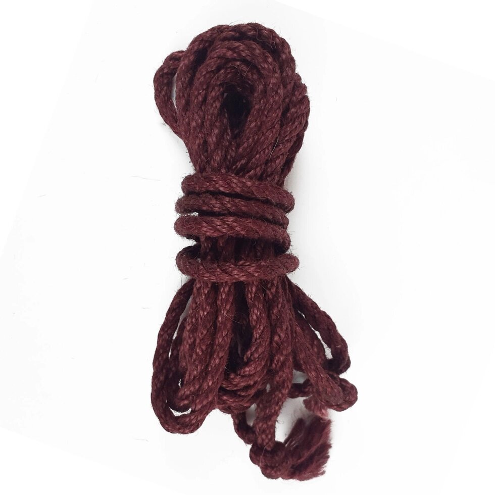 Джутовая веревка BDSM 8 метров, 6 мм, цвет бургунд від компанії Інтернет магазин Персик - фото 1