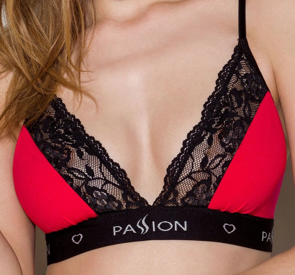 Еластичний топ з мереживом Passion PS001 TOP red-black, size L від компанії Інтернет магазин Персик - фото 1